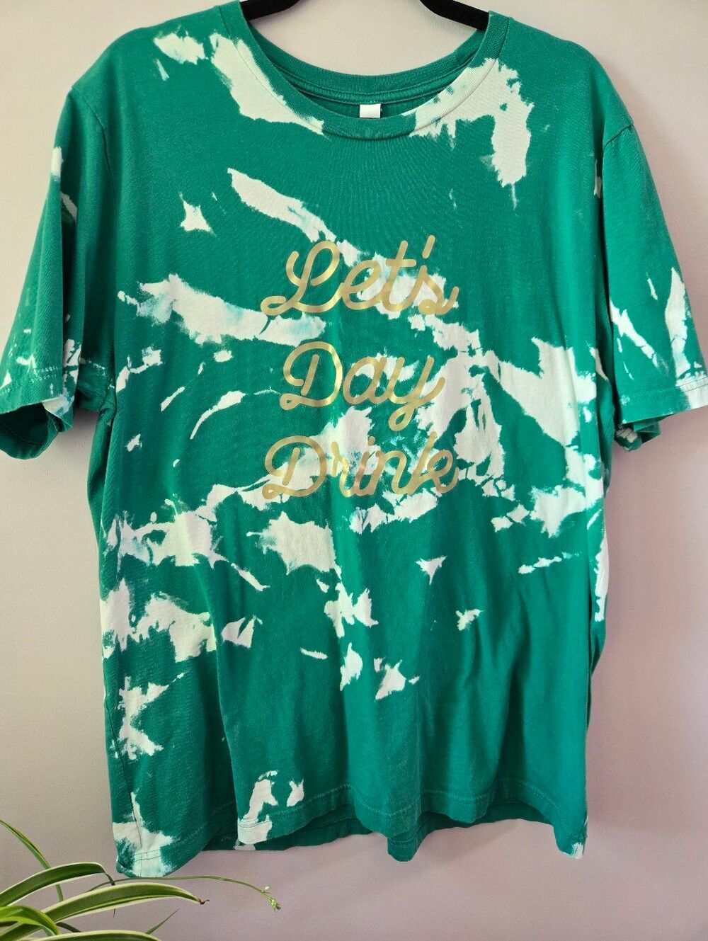 ​🍀 Bella + Canvas "Let's Day Drink" Bleach Tie Dye Graphic Tee Shirt Size XL 🥂